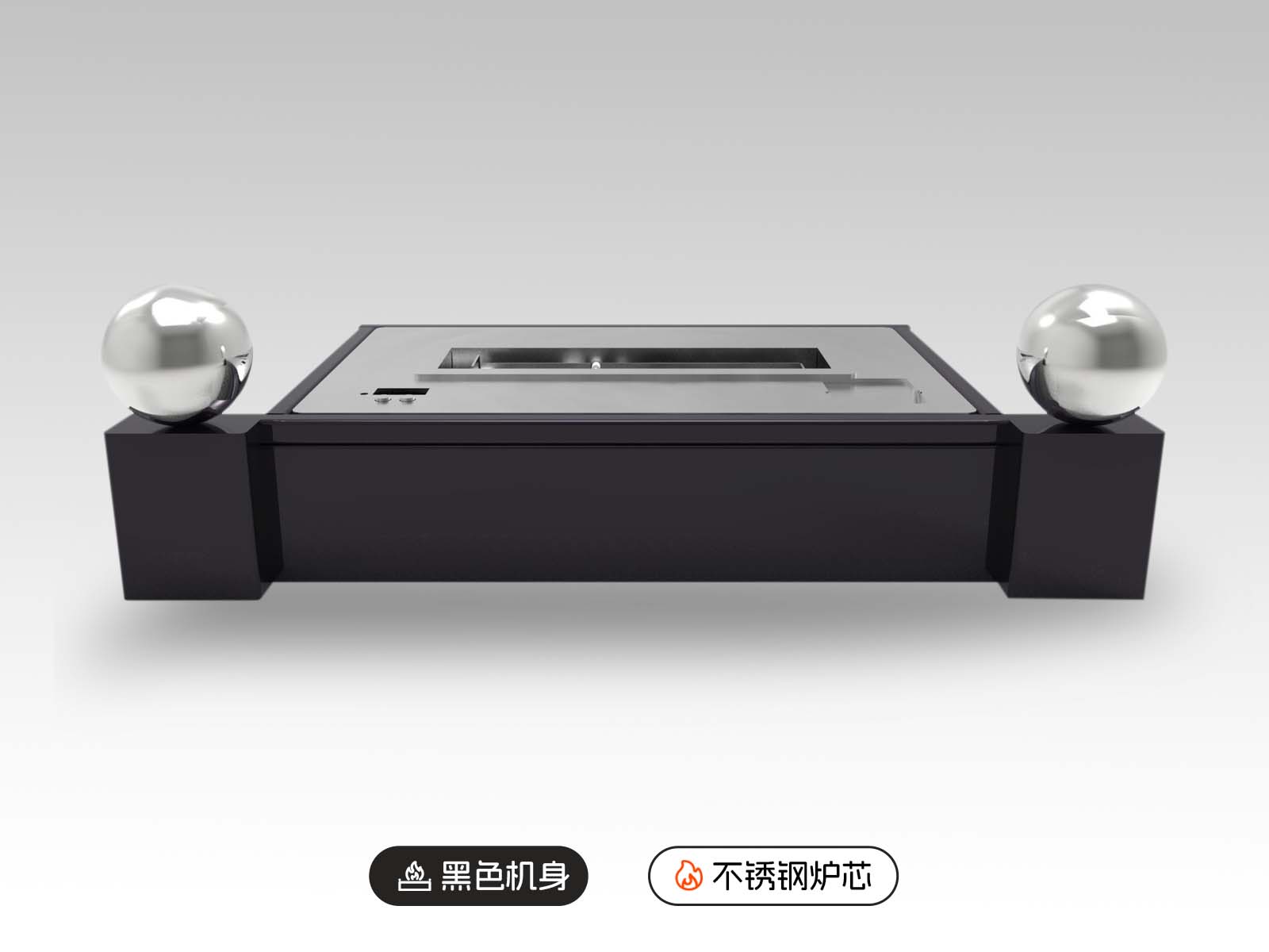 AFire智能遥控酒精壁炉ADD L【黑色机身/不锈钢炉芯】