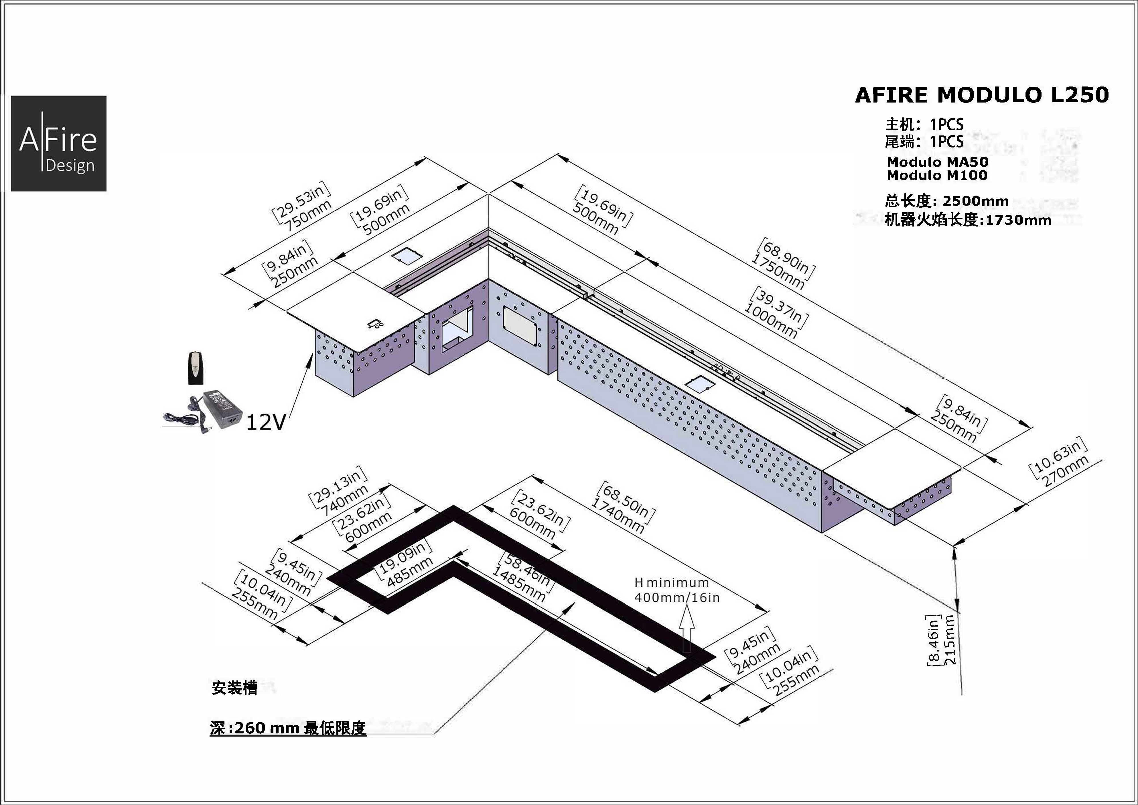 （图6）Modulo M250 开槽尺寸图